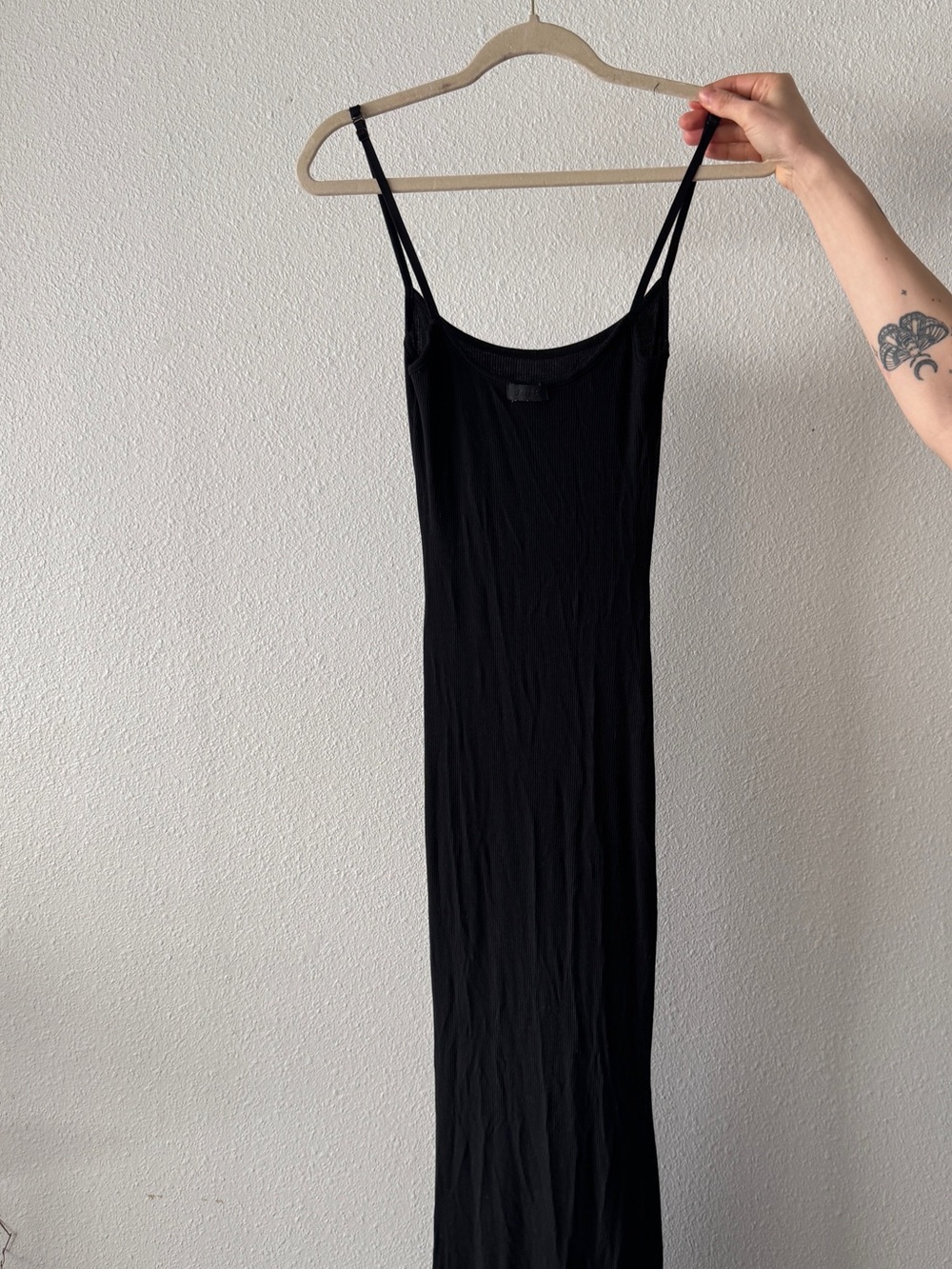 SKIMS Black Spaghetti-Strap Maxi Slip Dress